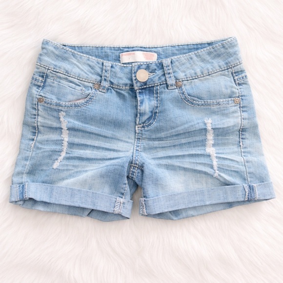 No Boundaries Pants - No Boundaries Light Wash Denim Shorts Embellished Pockets Cuffed Hem Size 1